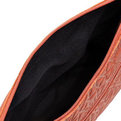 Bolso bandolera de piel grabada – Naranja