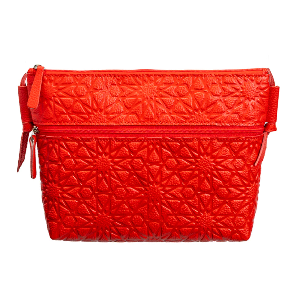 Bolso bandolera de piel grabada – Rojo