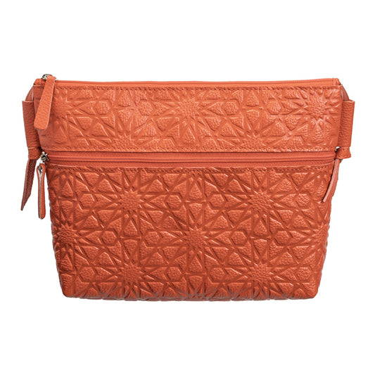 Bolso bandolera de piel grabada – Naranja