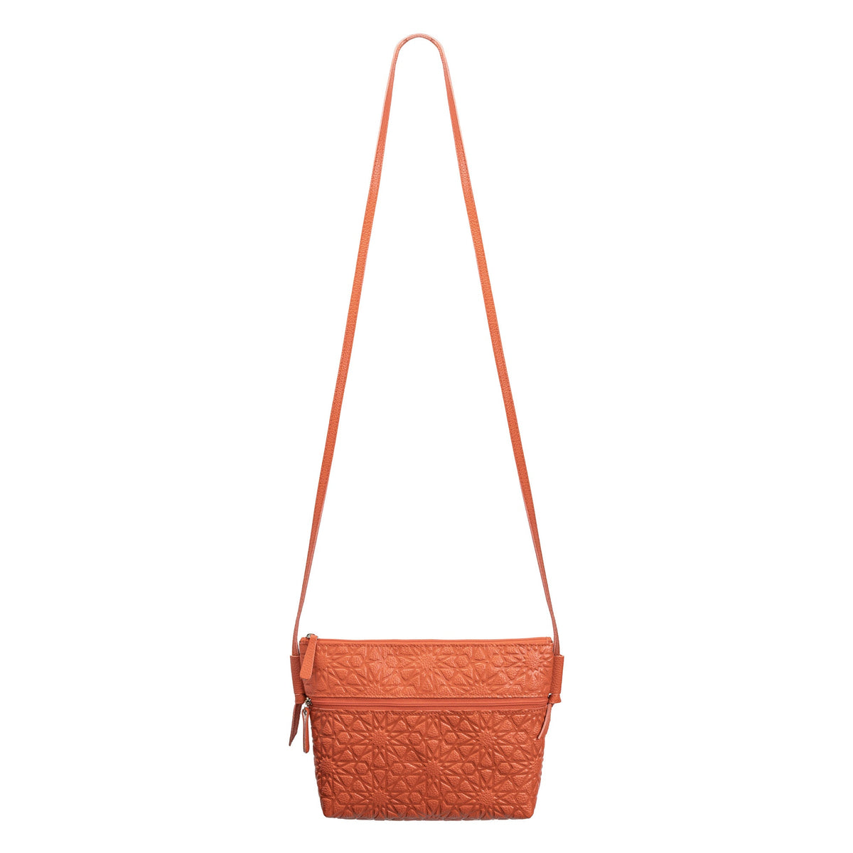 Bolso bandolera de piel grabada – Naranja