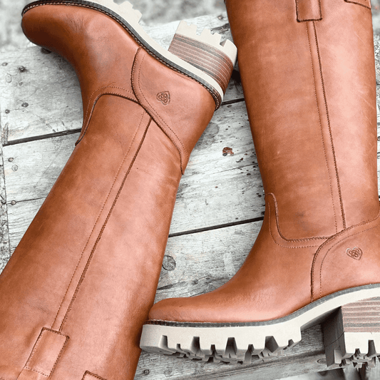Bota alta de tacón en piel cuero - Helsa - MIAS