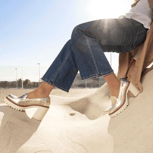 Zapatos de tacón laminado en oro - Keyla - MIAS