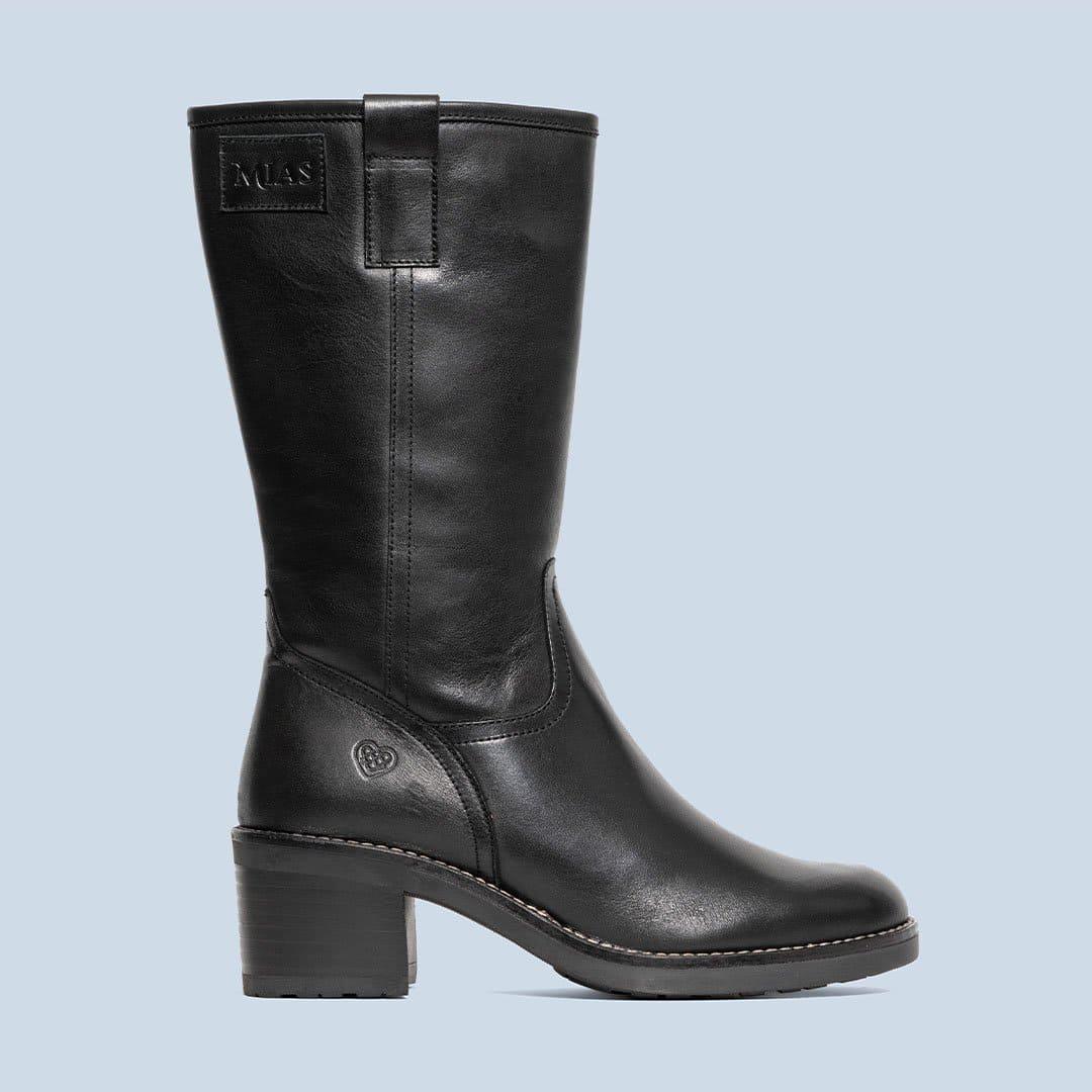 Bota de piel Azalia en napa negra, calzado hecho en España - foto 2