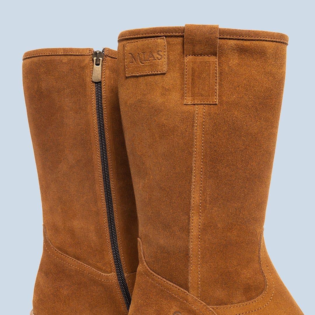 Bota de piel Azalia en serraje cuero, calzado hecho en España - foto 4