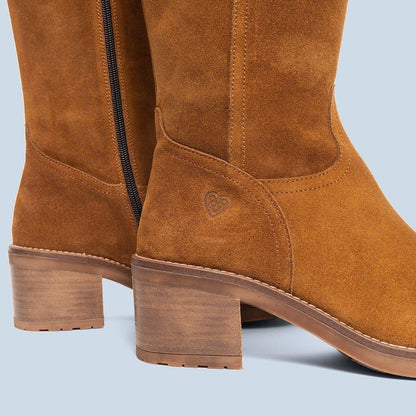 Bota de piel Azalia en serraje cuero, calzado hecho en España - foto 3