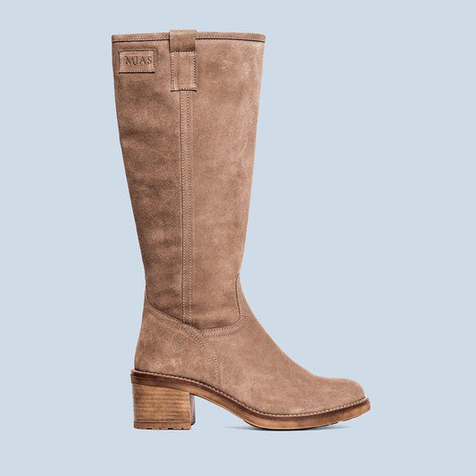 Botas altas de tacón Serraje Taupe - Mabel - MIAS