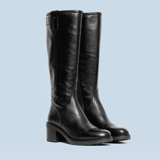 Botas altas de tacón Mabel en piel napa negra, hechas en España - foto 5