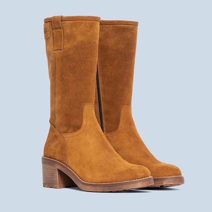 Bota de piel Azalia en serraje cuero, calzado hecho en España - foto 1