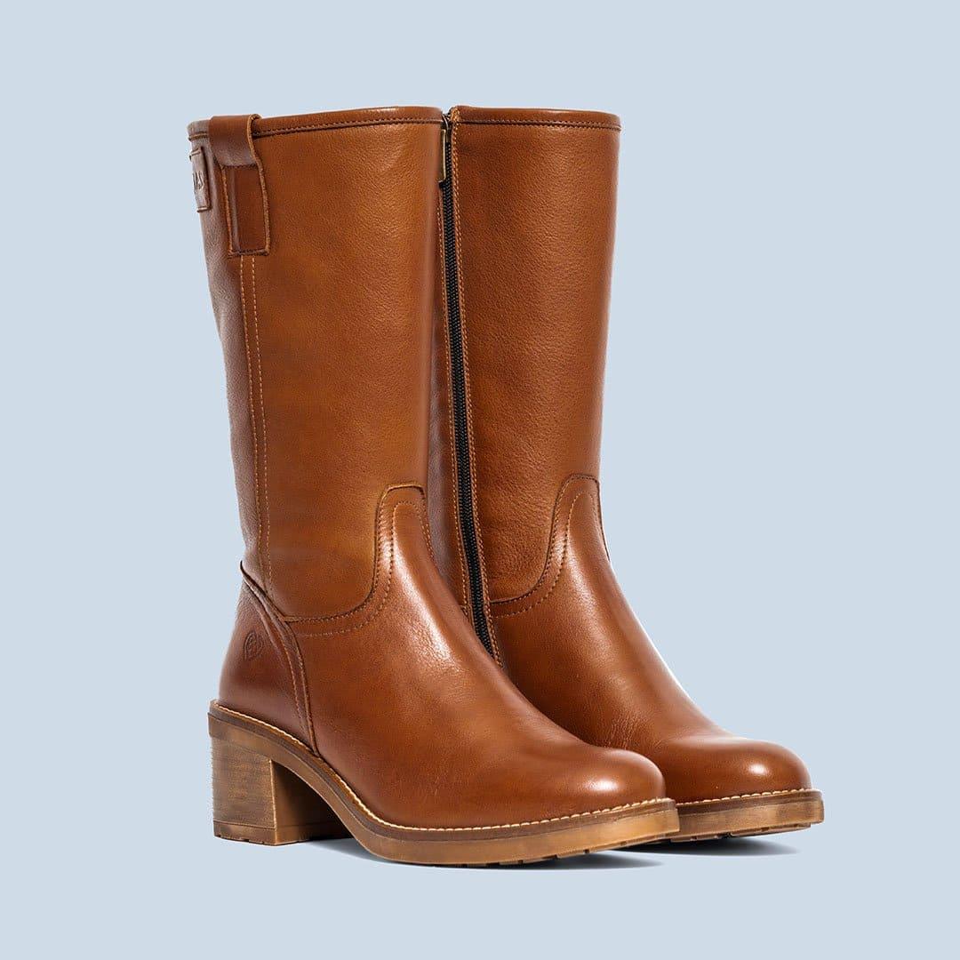 botas piel marron mujer