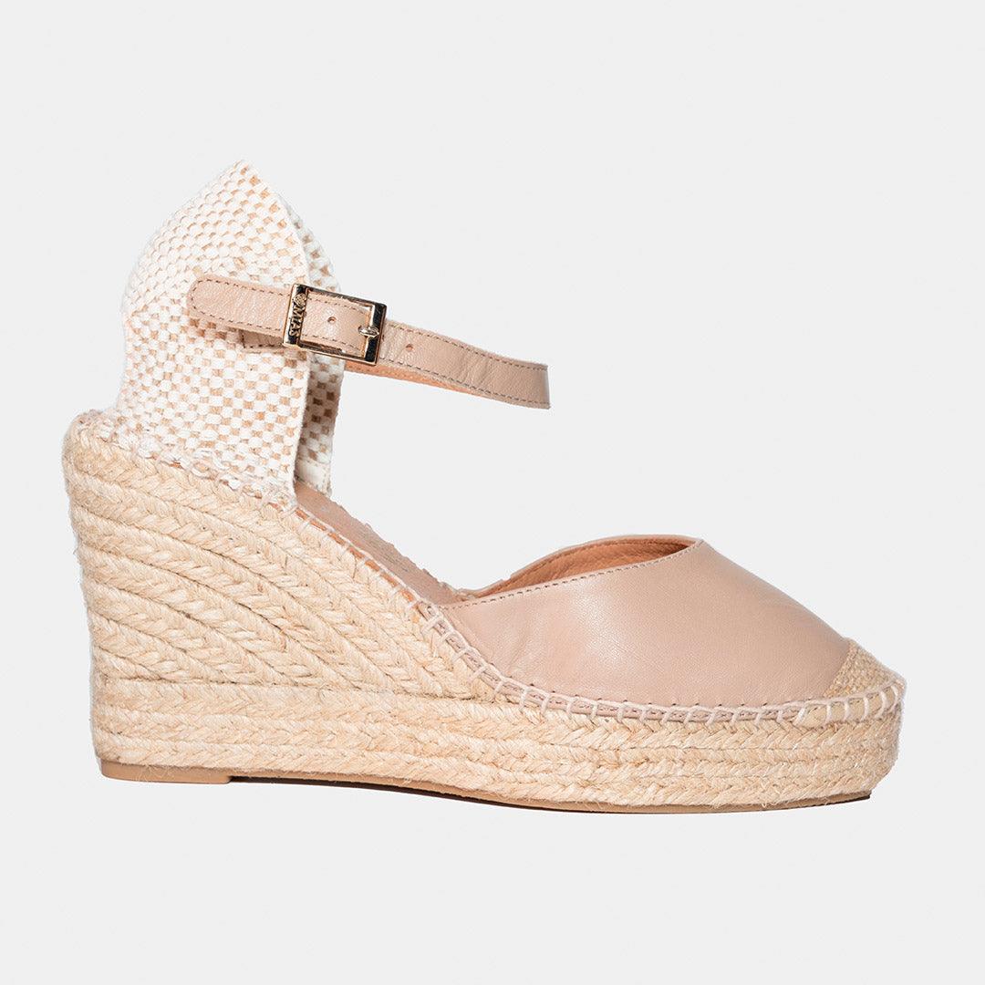 Alpargata cuña Modelo Alma - Napa color Taupe - MIAS