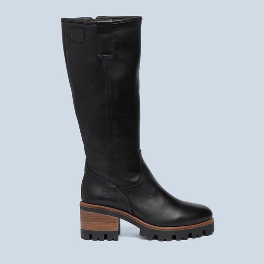 Bota alta de tacón en piel negro - Helsa - MIAS