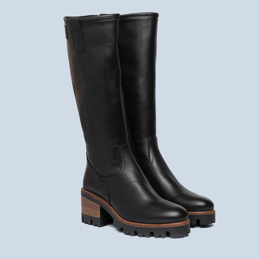 Bota alta de tacón en piel negro - Helsa - MIAS