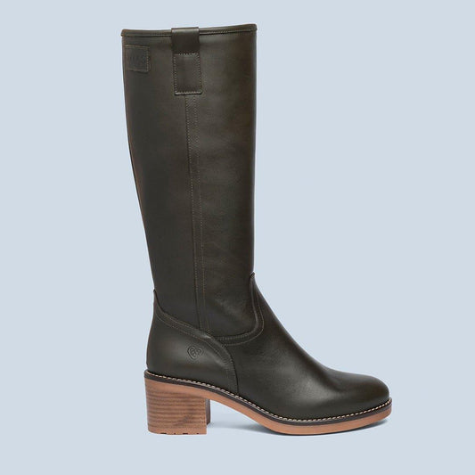 Botas altas de tacón Piel Kaki - Mabel - MIAS