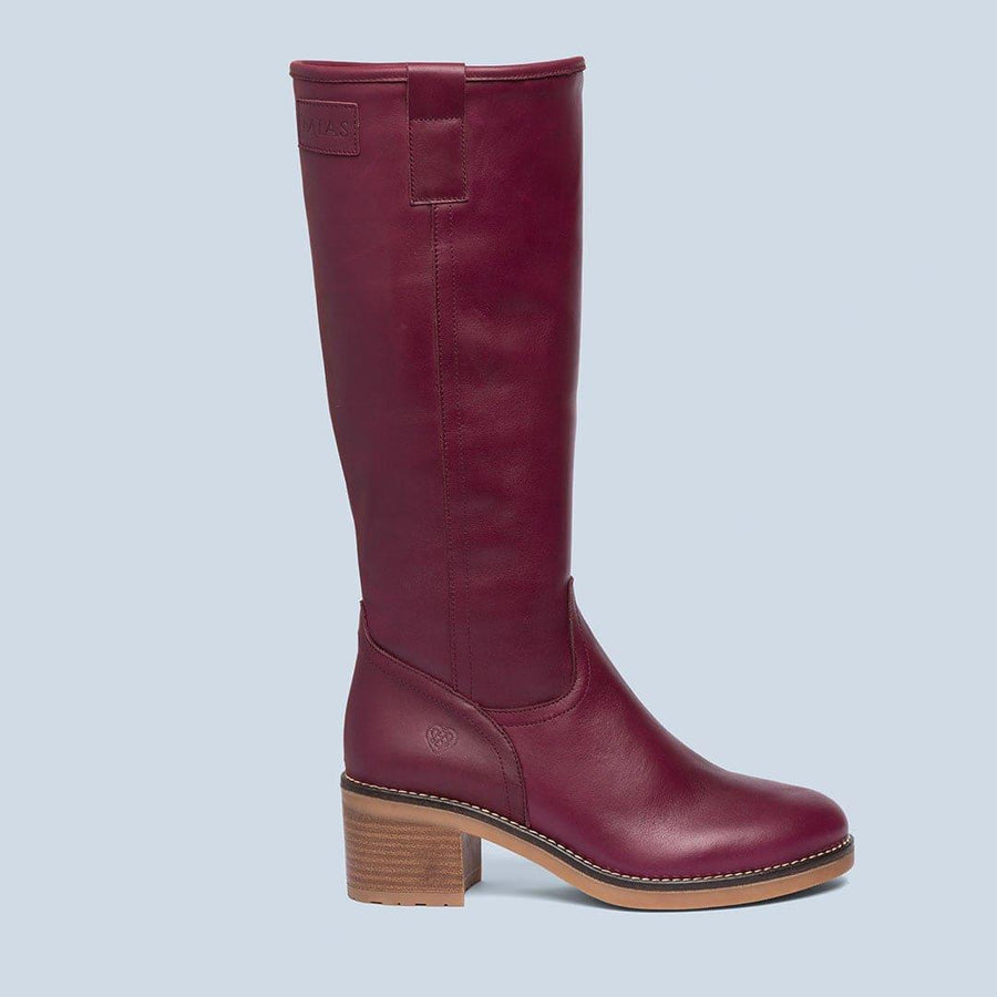 Botas altas de tacón Napa Burdeos - Mabel